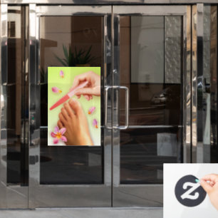 Autocollant Pour Fenêtre Salon à ongles pédicure Floral Réaliste