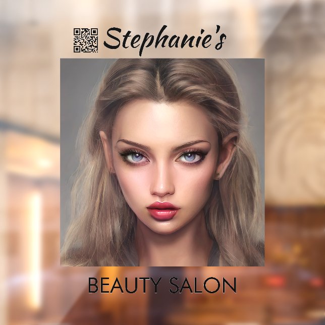 Autocollant Pour Fenêtre Salon de Beauté Fille aux Beaux Yeux Bleus avec Co (Feuille 2)