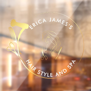 Autocollant Pour Fenêtre Salon de beauté Golden and Black