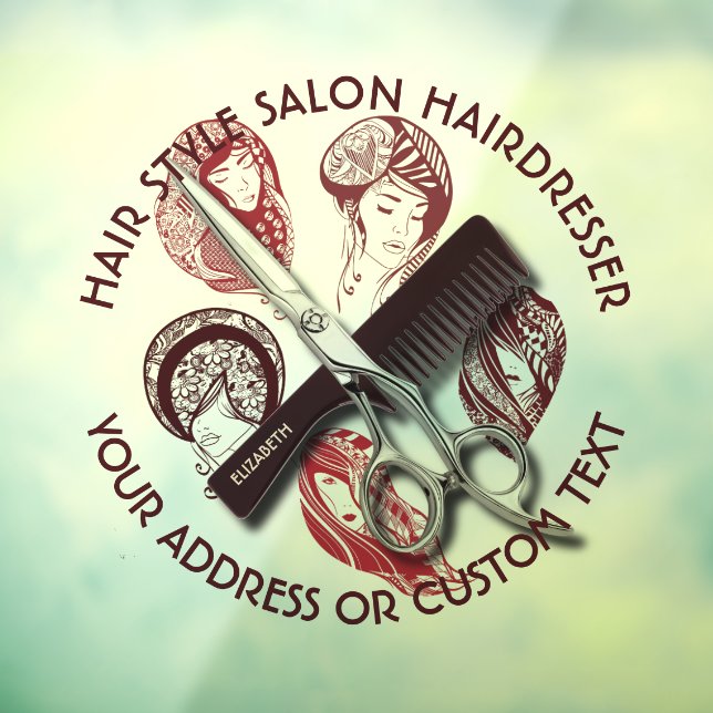 Autocollant Pour Fenêtre Salon De Beauté Ou Liste De Cheveux Nom  (Feuille 3)