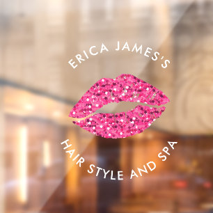 Autocollant Pour Fenêtre Salon de beauté Teal Green Lips