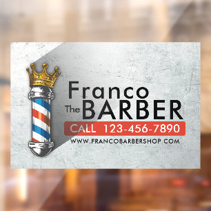Autocollant Pour Fenêtre Salon de coiffure Barber Hair Shop King Crown Barb