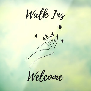 Autocollant Pour Fenêtre Salon de manucure Bienvenue aux arrivées Black