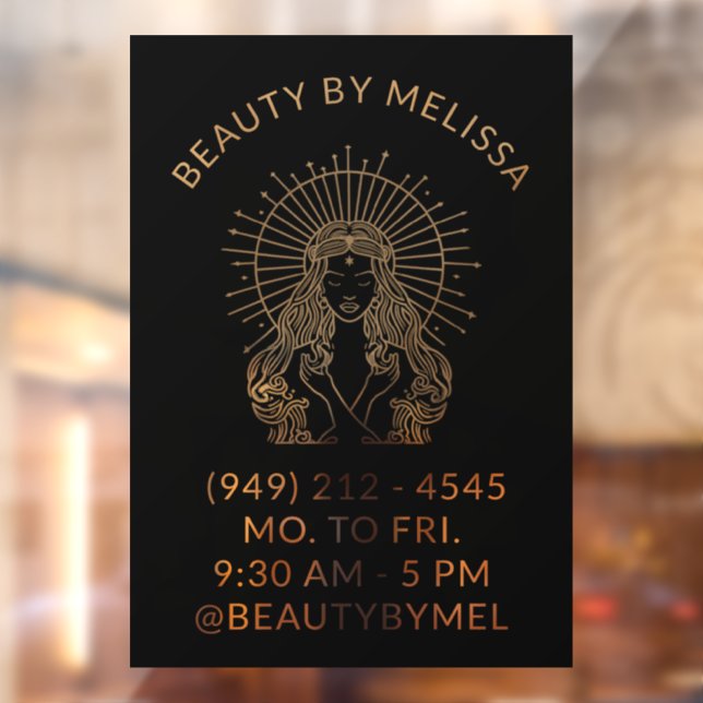 Autocollant Pour Fenêtre Salon de Maquillage Coiffure Ongles Tarot Noir Or  (Feuille 2)