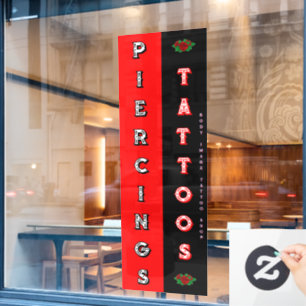 Autocollant Pour Fenêtre Salon de tatouage entièrement personnalisé Piercin