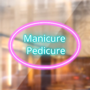 Autocollant Pour Fenêtre Salon d'onglerie Manucures Pédicures Rose Bleu