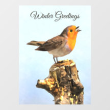 Salutations d'hiver. Robin chantant