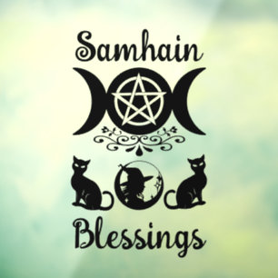 Autocollant Pour Fenêtre Samhain Bénédictions Halloween celtique Wiccan
