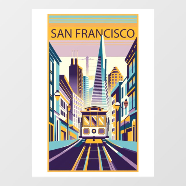 Autocollant Pour Fenêtre San Francisco California Art Déco (Feuille)