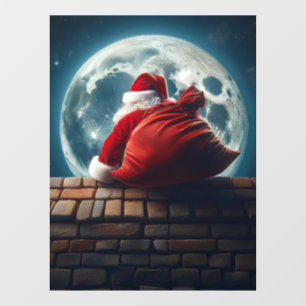 Autocollant Pour Fenêtre Santa Clause Shimmergeant Down Chimney