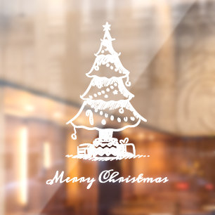 Autocollant Pour Fenêtre Sapin de Noël Joyeux Noël   Vacances 