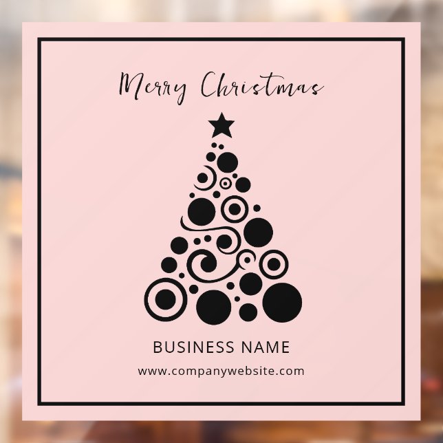 Autocollant Pour Fenêtre Sapin de Noël noir sur bureau professionnel rose (Feuille 2)