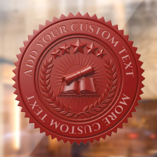 Autocollant Pour Fenêtre Sceau de certificat en cire rouge 3D modifiable pe