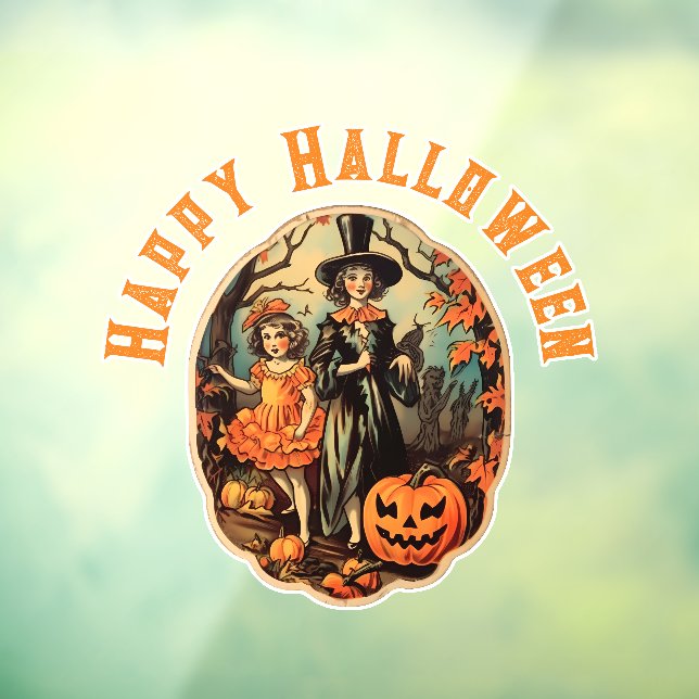 Autocollant Pour Fenêtre Scène d'Halloween vintage (Feuille 3)