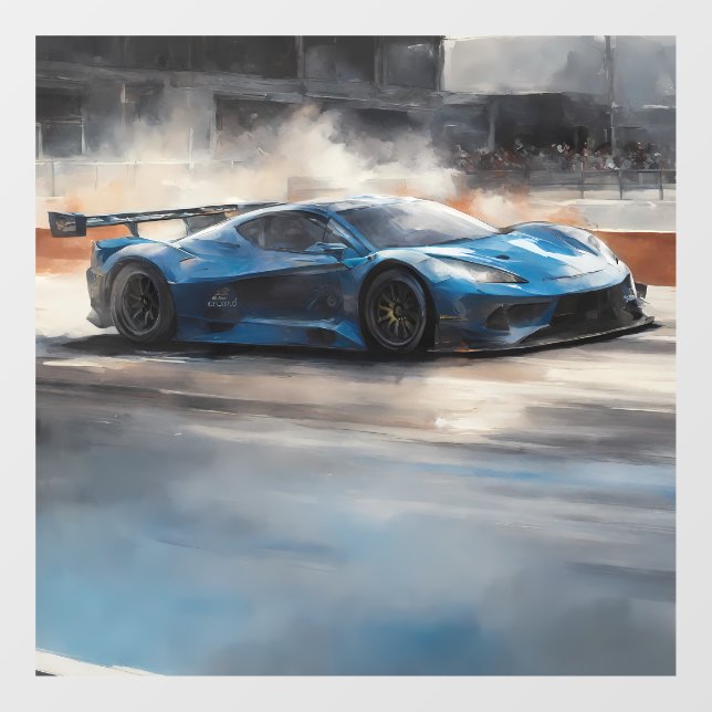 Autocollant Pour Fenêtre Scène dynamique de course urbaine bleue (Feuille)