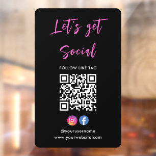 Autocollant Pour Fenêtre Se Connecter Avec Nous Instagram Facebook Qr Code