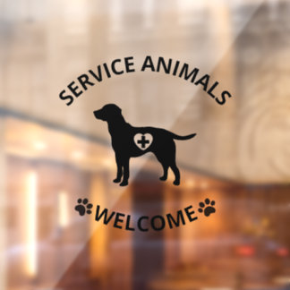 Autocollant Pour Fenêtre Service Animaux Bienvenue Signe de vitrine