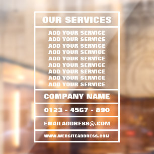 Autocollant Pour Fenêtre Services aux entreprises et informations