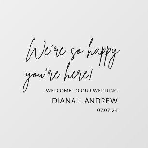 Autocollant Pour Fenêtre Signal élégant du Mariage de bienvenue