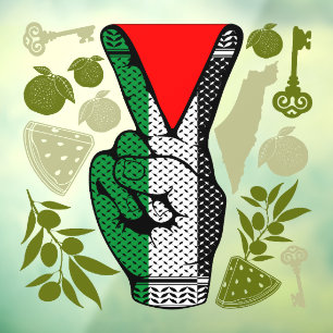 Autocollant Pour Fenêtre Signe de Victoire Main Résistance Triangle Rouge S