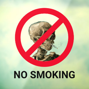 Autocollant Pour Fenêtre Signe non-fumeur avec Van Gogh Skull Arwork