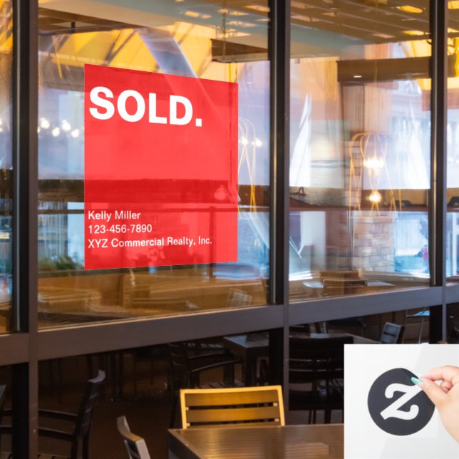 Autocollant Pour Fenêtre SIGNE VENDU Commerciale Immo Marketing Customisé (Fenêtre du restaurant)