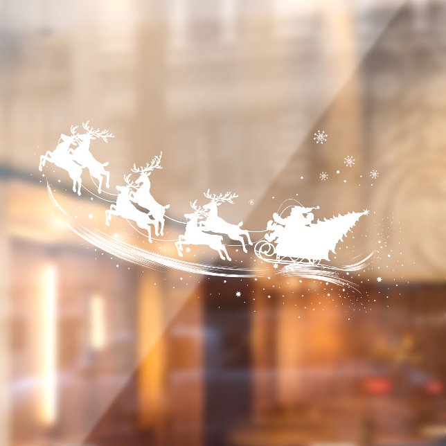 Autocollant Pour Fenêtre Silhouette de Noël Père Noël Sleigh Reindeer (Feuille 2)