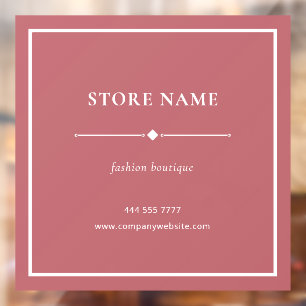 Autocollant Pour Fenêtre Simple Boutique Nom Blanc sur Rouge Poussiéreux