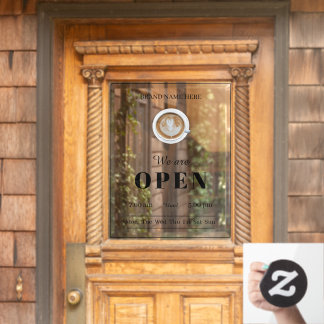 Autocollant Pour Fenêtre Simple Coffee Art Cup Business Open Hours Door