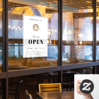 Autocollant Pour Fenêtre Simple Coffee Art Cup Business Open Hours Door