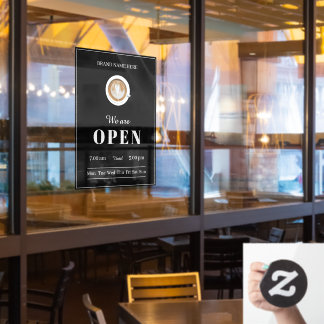 Autocollant Pour Fenêtre Simple Coffee Art Cup Business Open Hours Door