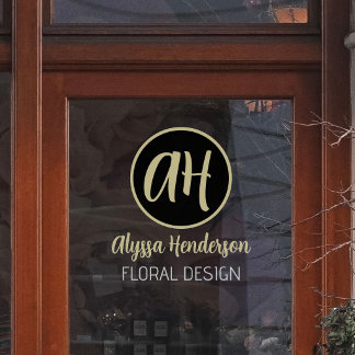 Autocollant Pour Fenêtre Simple logo et texte de fleuriste noir et beige