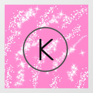 Autocollant Pour Fenêtre simple minimal white monogram pink glitter waterco