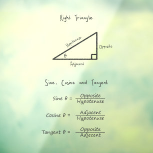 Autocollant Pour Fenêtre Sine Cosine Tangent Trigonométrie Majuscule Noir