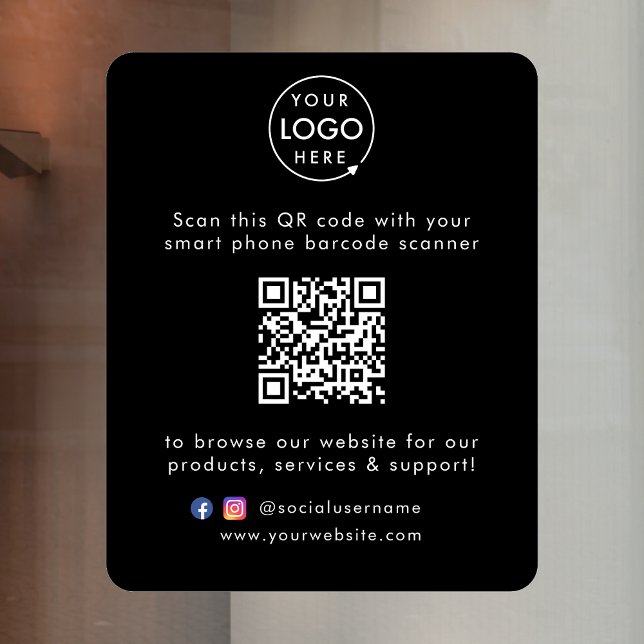 Autocollant Pour Fenêtre Site Web d'Entreprise | Code QR Moderne Élégant No (Créateur téléchargé)