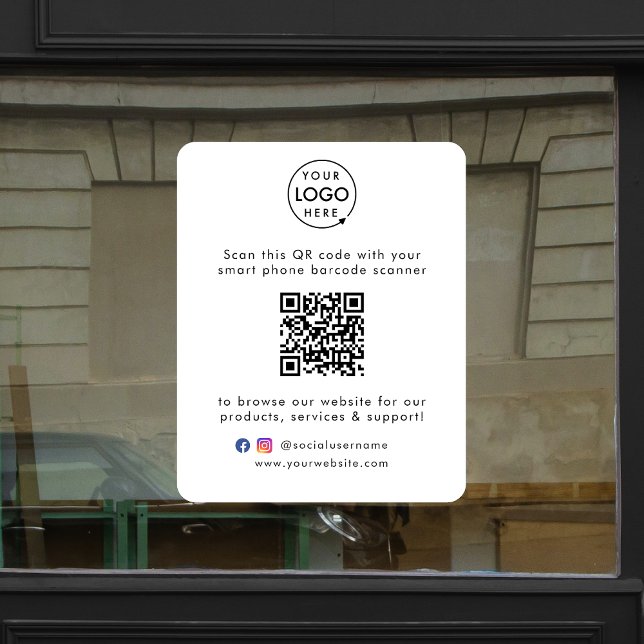 Autocollant Pour Fenêtre Site web d'entreprise | QR Code Scannez-moi Minima (Créateur téléchargé)