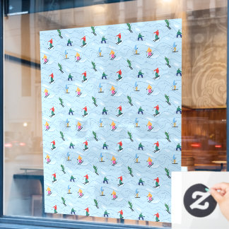 Autocollant Pour Fenêtre Skiers Snowboarders Moguls Winter Sport Ski Shop