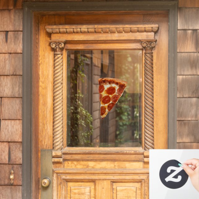 Autocollant Pour Fenêtre SlipperyJoe's classique pepperoni pizza tranche fo (Porte d'accueil)