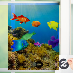 Autocollant Pour Fenêtre SlipperyJoe's Fish Pride tropicale vert bleu pourp