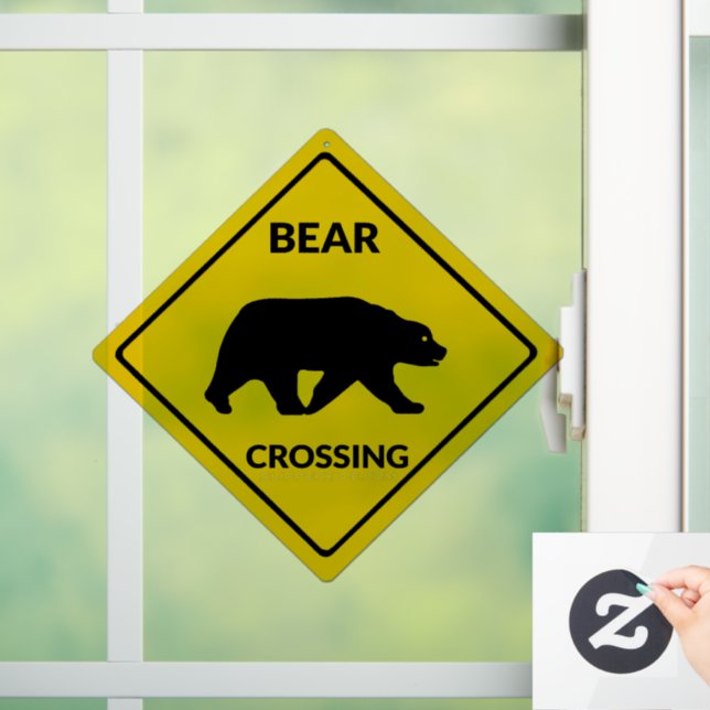 Autocollant Pour Fenêtre SlipperySignal de passage de l'ours de Joe silhoue (Maison)
