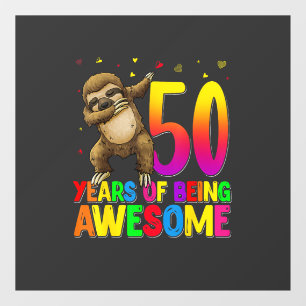 Autocollant Pour Fenêtre Sloth de 50 ans faisant le dab pour anniversaire 5