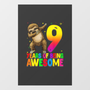 Autocollant Pour Fenêtre Sloth faisant le dab pour son 9ème anniversaire T-