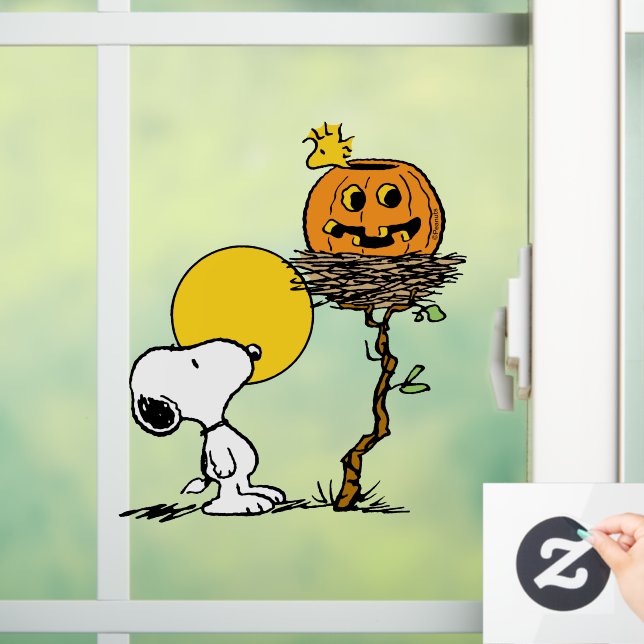 Autocollant Pour Fenêtre Snoopy & Bois Nid Avec Jack O'Lantern (Maison)