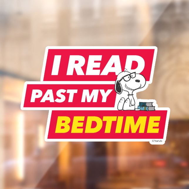 Autocollant Pour Fenêtre Snoopy "I Read Past My Bedtime" (Feuille 2)