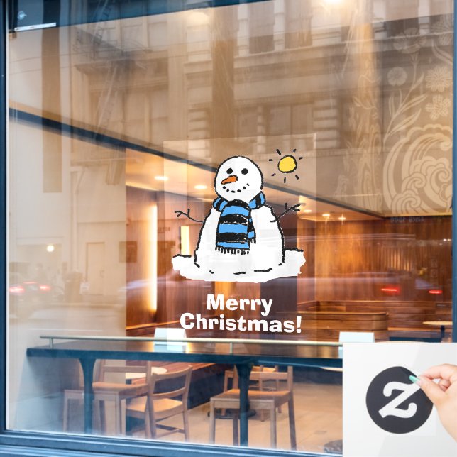 Autocollant Pour Fenêtre Snowman avec Joyeux Noël (Fenêtre de café)
