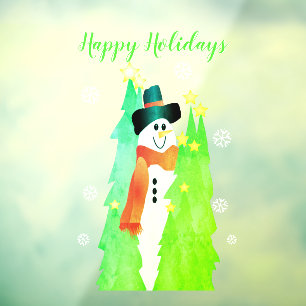 Autocollant Pour Fenêtre Snowman Avec Vert Lumineux
