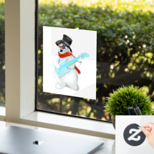 Autocollant Pour Fenêtre Snowmans de Noël avec Guitare Funny Clouage de fen