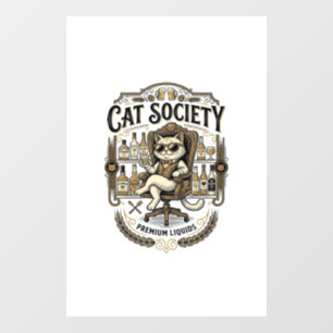 Autocollant Pour Fenêtre Société de chats Bar à alcool Humour Vintage Vecte