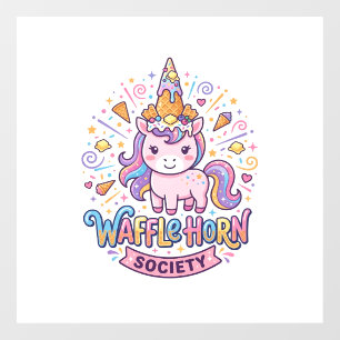 Autocollant Pour Fenêtre Société de cornes de gaufres de licorne Prêt à imp