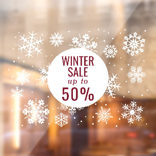 Autocollant Pour Fenêtre Soldes d'hiver, flocons de neige grands autocollan